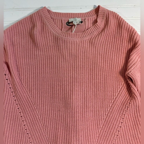 Lucky Brand Back Lace Pullover Sweater Chunky Knit Pale Pink Womens Size Small - Picture 10 of 16